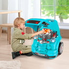Qaba - Jouet de jeu pour enfants : moteur de camion mécanique - Bleu sarcelle-Facile à ranger et à déplacer grâce à la poignée pratique 