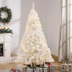 HOMCOM - Sapin de Noël artificiel illuminé de 1 - 8 m avec éclairage LED - blanc-1000 branches en PVC créent un arbre plein de vie et réaliste 