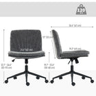HOMCOM - Chaise de bureau large sans accoudoirs avec roulettes motif croisé - gris-Rotation à 360 degrés et roulettes silencieuses pour une mobilité fluide et respectueuse du sol 