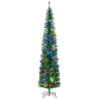 HOMCOM - Arbre de Noël artificiel de 7 - 5 pi avec lumières LED colourées-7,5 pieds de haut, luxuriant avec des pommes de pin qui donnent un aspect sain et naturel  