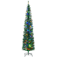HOMCOM - Arbre de Noël artificiel de 7 - 5 pi avec lumières LED colourées-7,5 pieds de haut, luxuriant avec des pommes de pin qui donnent un aspect sain et naturel  