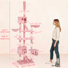 PawHut - Arbre à chat du sol au plafond 94 po-102 po H, avec poteaux à griffer, hamac - rose-Échelles et jouets suspendus pour plus de plaisir 