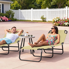 Outsunny - Chaise longue pliante - chaise de bronzage 5 positions - blanc crème-Le tissu oxford respirant sèche rapidement et reste frais en été