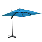 Outsunny - Parasol suspendu carré de patio déporté 8 pi L x 8 pi l avec rotation à 360°, turquoise-Parapluie de terrasse déporté attrayant et élégant offrant une protection supplémentaire contre les intempéries grâce à son design supérieur d'inclinaison et de manivelle  