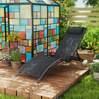 Outsunny - Chaise longue inclinable de patio avec dossier réglable - noir-Appuie-tête amovible pour des heures de détente