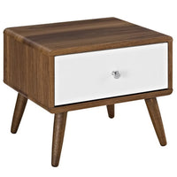 Modway - Transmit Table de chevet, Blanc noyer-Table de chevet de style mi-siècle