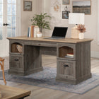 Sauder - La Collection Sonnet Springs Bureau ministre - Finition Pebble Pine-Deux tiroirs à fichiers avec glissières à extension complète peuvent contenir des fichiers suspendus de taille lettre