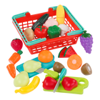Battat - Panier d'épicerie à velcro -Comprend : Ce jeu comprend 1 panier, 2 planches à découper, 2 couteaux jouets et 16 fruits et légumes différents avec attaches autoagrippantes (2 pièces chacun)