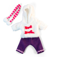 Miniland - Vêtements de poupée - convient aux poupées de 12-5/8 pouces - ensemble de fourrure blanche pour temps froid-Parfait pour enseigner aux enfants comment s'habiller selon les différents climats.