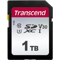 Transcend - Carte mémoire UHS-I SD 300S - 1 To-Les cartes mémoire SDXC/SDHC 300S de Transcend répondent aux normes UHS Speed Class 3 (U3) et UHS Video Speed Class 30 (V30) pour les enregistrements vidéo 4K Ultra HD, avec des vitesses de lecture/écriture allant jusqu’à 100 Mo/s et 85 Mo/s respectivement.