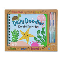 The Pencil Grip - Cahier d'activités réutilisable Daily Doodler - Couverture Vie Marine, 4 Wonder Stix inclus-Cahier d'activités réutilisable « Daily Doodler » avec couverture vie marine et couverture arrière pour créer un quotidien.