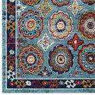 Modway - Entourage Treillis marocain floral vieilli d’Odile Tapis de comédie 8 pi l x 10 pi L - Bleu, Rouge, Orange, Jaune-Résistant aux taches / Facile à nettoyer