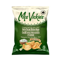 Miss Vickie’s - Saveur Crème Sure, Fines Herbes et Oignon Croustilles Cuites a la Marmite - 40g - Paquet de 40-Crème sure, fines herbes et oignon
