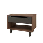 Nexera - Table de nuit Barista, 1 tiroir, Noyer & gris charbon-1 tablette ouverte pour les objects décoratifs