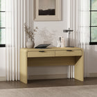 Manhattan Comfort - Bureau moderne Grace 54 po - Chêne naturel et noir-Comprend 2 tiroirs avec extension à 75%