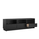 Prepac - Meuble de rangement pour téléviseur Simply Modern 70,25 po avec 3 tablettes et 3 tiroirs - Noir-L'armoire De Rangement Multimédia Offre Une Organisation Pour Tous Vos Besoins De Divertissement: 3 compartiments ouverts offrent de l'espace pour les lecteurs DVD ou blu-ray tout en laissant de la place pour la gestion des câbles, chaque étagère peut supporter jusqu'à 10 lb et le dessus de l'armoire peut supporter jusqu'à 100 lb
