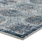 Modway - Entourage Treillis marocain floraux vieillis Kensie Tapis de 5 pi l x 8 pi L - Ivoire et bleu-Haute densité / Tissé à la machine