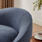 Modway - Sadie Slipcover Mélange de lin Chaise d’accent ronde - Denim-Soutien à ressort