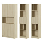 South Shore - Liora - Ensemble bibliothèque et 2 bibliothèques étroites 5 tablettes modulaire- Chêne blanchi-Solution de rangement 3 en 1 : ce lot comprend 1 étagère 4 portes et 2 bibliothèques étroites. Placez-les côte à côte ou séparément selon la disposition de votre salon.