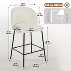 HOMCOM tabourets de bar modernes 27 po hauteur comptoir avec dossier - blanc crème - paquet de 2-Assise large avec mousse épaisse pour un confort toute la journée et une détente totale 
