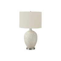 Monarch Specialties - Luminaire - 28 po H Lampe De Table - Crème Céramique - Abat-Jour Ivoire / Crème - Contemporain-Élevez votre intérieur avec cette lampe de table contemporaine en céramique crème en forme de vase, d'une hauteur de 28 pouces et d'une finition texturée, montée sur une base ronde en métal argenté et reliée à un cordon transparent d'une longueur de 6 pieds