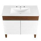 Modway - Render 36" Vanette de salle de bain - Blanc Noyer Blanc-Matchs non inclus