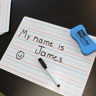 Flipside Products - Tapis d'apprentissage effaçable à sec, ligné/uni recto-verso rouge et bleu, 9 po x 12 po, paquet de 48-Ensemble de 48 tapis mesurant 9 po x 12 po