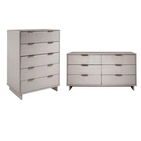 Manhattan Comfort Granville Modern Chest and Double Dresser Set - Light Grey-Modern-Contemporary with a taste of Glam Bedroom Dresser Set. Includes 1 Chest and 1 Double Dresser.