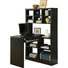 Monarch Specialties - 7021 Bureau - Espresso De Coin Cote Droit Ou Gauche-Surface ample et lisse pour un ordinateur portable, l'écriture ou un bureau d'étude avec 10 étagères réglables sur le côté pour vous aider à rester organisé.