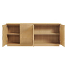 Modway - Render 4 portes Cannelé Meuble de télévision pour meuble de buffet - Chêne-8