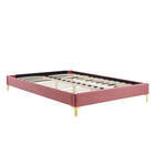Modway - Sutton Performance Velvet Cadre de lit complet, Rose poussiéreuse-Cadre de lit complet