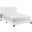 Modway - Amira Tissu rembourré Lit Queen, Blanc-Tête de lit capitonnée à boutons rembourrés