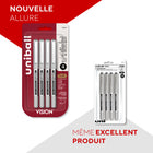 uni-ball – Stylos à bille roulante Vision – 0,7 mm – noir – paquet de 4  -Le système d’encre Uni-Flow garantit une écriture homogène et agréablement fluide
