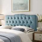 Modway - Annabel Touffe de diamant Performance Velvet Tête de lit complète, Bleu clair-Tissu résistant aux taches durable