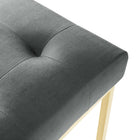 Modway - Privy Acier inoxydable doré Performance Velvet Chaise à manger - Charbon de bois doré-8