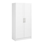 Prepac - Cabinet Accent Elite 32 po avec portes à panneaux, cabinet de rangement avec 3 étagères ajustables - Blanc-Fonctionnel et élégant : L'armoire de rangement avec portes et étagères présente un design élégant de porte shaker avec des poignées en métal, le tout dans une finition blanche épurée