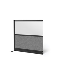 Luxor - Mur modulaire 53 x 48 - Extension de cadre noir large, fenêtre givrée, PET gris frais-Crée une intimité semi-permanente dans les espaces partagés