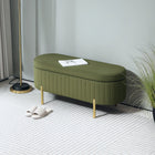 HOMCOM - Banc ottoman de chambre rembourré à canaux - vert foncé-Pieds dorés ajoutant une touche sophistiquée à son apparence chic 