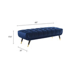 Modway - Adept 60" Performance Velvet Banc - Bleu Minuit-Revêtement en velours de performance