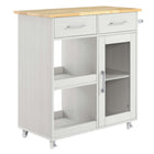 Modway - Culinary Chariot de cuisine avec barre à serviettes, Blanc Naturel-Chariot de cuisine moderne
