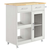 Modway - Culinary Chariot de cuisine avec barre à serviettes, Blanc Naturel-Chariot de cuisine moderne