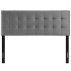 Modway - Lily Biscuit Touffé Performance Velvet Tête de lit Queen, Gris-Hauteur ajustable de 45 » à 52,5 »