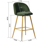 Homy Casa - Tabourets de Bar 26'' avec Siège Tissu Vert - Paquet de 2-Hauteur Parfaite : Hauteur d'assise de 26", idéale pour les comptoirs ou tables de 40" à 43" de hauteur