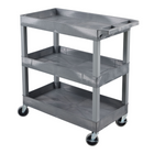 Luxor - Chariot utilitaire polyvalent à trois plateaux cuvettes Luxor TUFFY XL - 32" L x 18" P - gris-Dispose d'un rebord de retenue de 2,5 pouces sur chaque plateau pour empêcher les articles de glisser pendant le transport