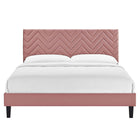 Modway - Leah Chevron touffé Performance Velvet Lit de plateforme King, Rose poussiéreuse-Assemblée requise