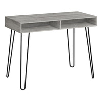Monarch Specialties - 7773 Bureau 40 po - Gris/Metal Noir-Bureau d'ordinateur fini en faux bois taupe gris avec 2 compartiments de rangement ouvertes