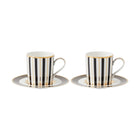 Maxwell & Williams - Noir Régence Demi - Tasse et Soucoupe - 100 ml - Ensemble de 2 - Paquet de 2-Lavage des mains recommandé