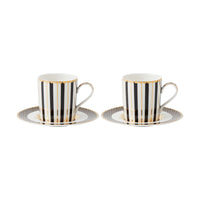Maxwell & Williams - Noir Régence Demi - Tasse et Soucoupe - 100 ml - Ensemble de 2 - Paquet de 2-Lavage des mains recommandé