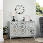 HOMCOM - Buffet latéral avec miroir 47,2 po L - gris-Deux armoires à deux niveaux pour accessoires et ustensiles 
