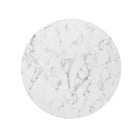 Modway - Lippa Rond de 36 po Faux marbre Table à manger, Blanc-Assemblée requise